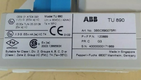 ABB TU890 3BSC690075R1 Modul-Endungseinheit mit intrinsischer Sicherheitsschnittstelle