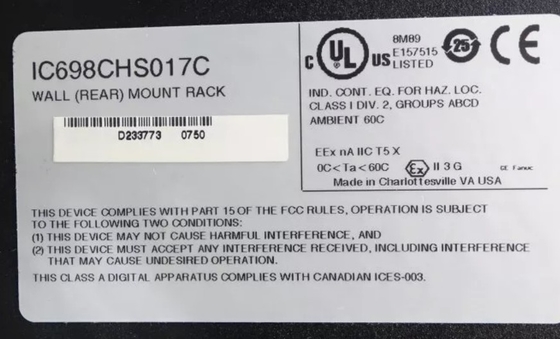 IC698CHS017 GE PACSystems RX7i Racks 17 Schlitz Front- und Heckmontage CPU und I/O-Konfigurationen