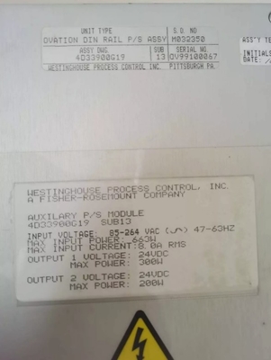 4D33900G19 Westinghouse Ovation Hilfsstromversorgung 663W Max-Eingangsleistung