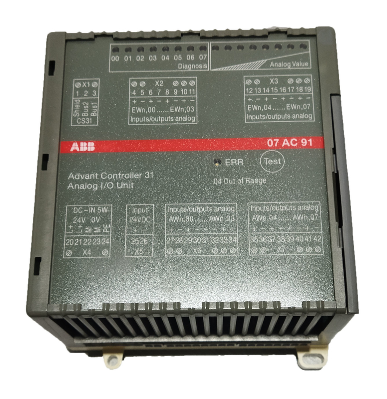 07AC91 GJR5252300R0101 ABB AC31 Analog I/O Modul 8AC 24VDC Wechselstrom U/I 12bit+Signal