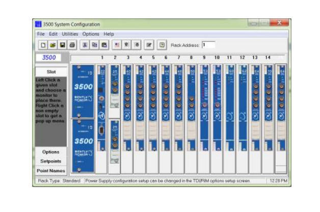 Bently Nevada 3500/01 Rack-Konfigurationssoftware mit benutzerfreundlicher Schnittstelle für die Inbetriebnahme des Systems und Echtzeit-Datenansichten